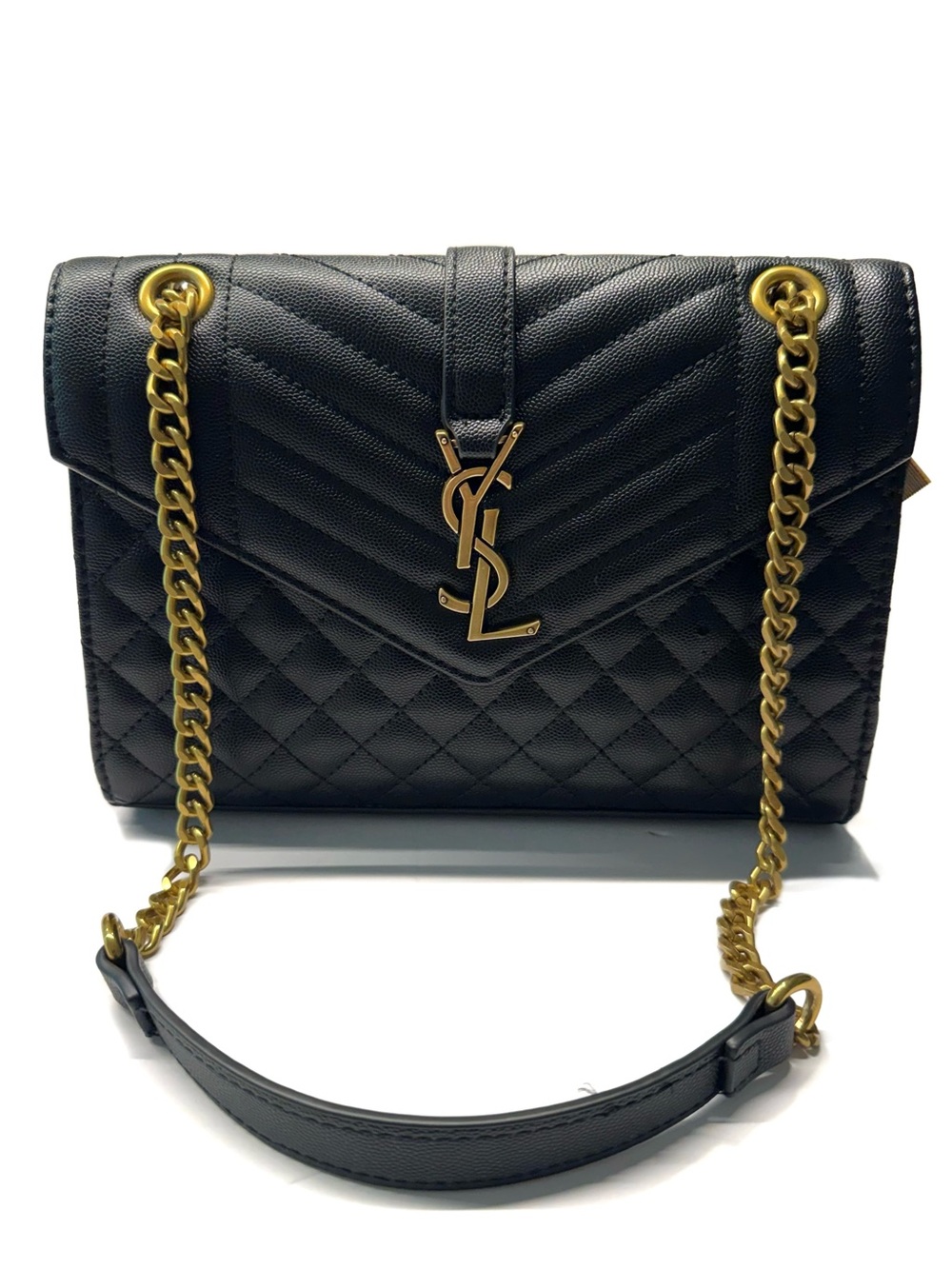Black & Gold Quilted Leather Shoulder Bag